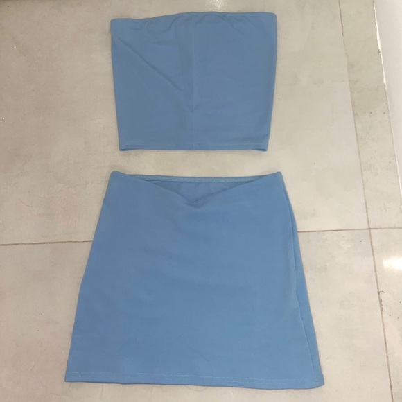 Blue Matching Set Solid Tube Top and Bodycon Skirt Brand New, Never Worn. - Picture 2 of 4